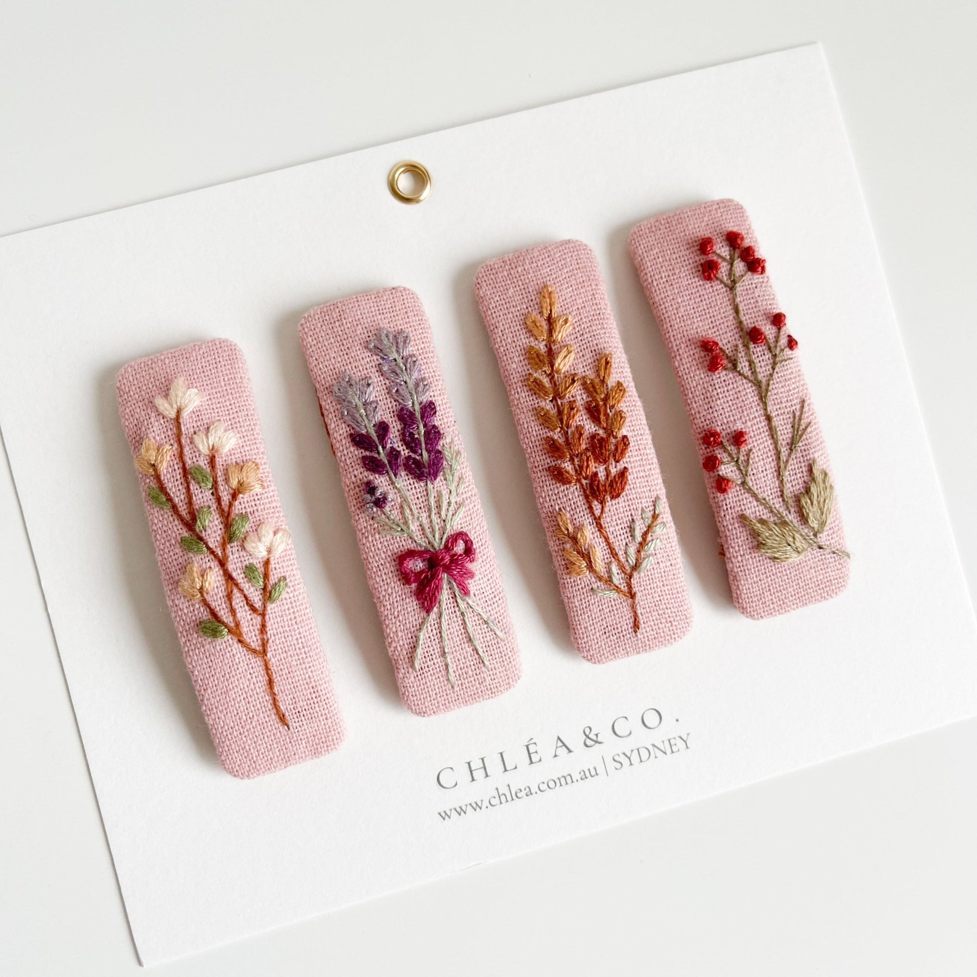Four Season Flower Embroidered Hair Clip - Chléa & Co.
