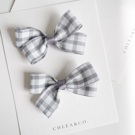Gingham Pigtail Bow Set - Chléa & Co.