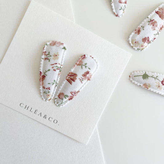 Hazel Fabric Covered Snap Clip - Chléa & Co.