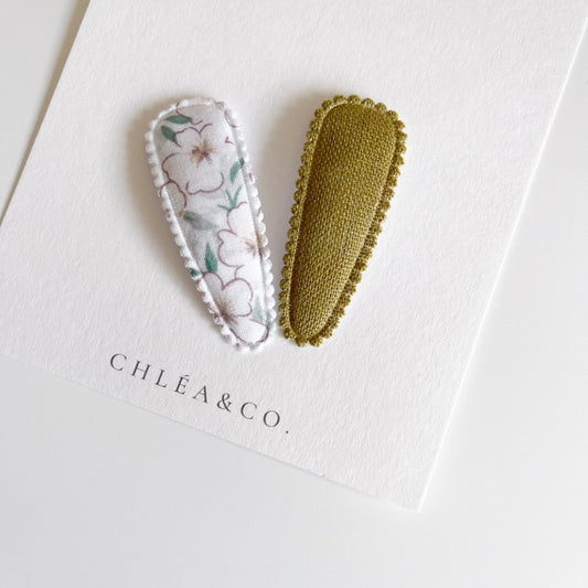 Heidi Olivia Fabric Covered Snap Clip - Chléa & Co.