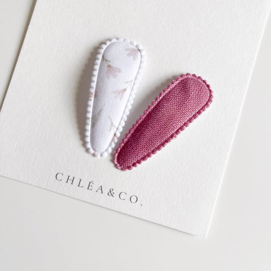Ivy Magenta Fabric Covered Snap Clip - Chléa & Co.