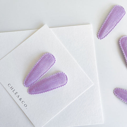 Lavender Linen Fabric Covered Snap Clip - Chléa & Co.