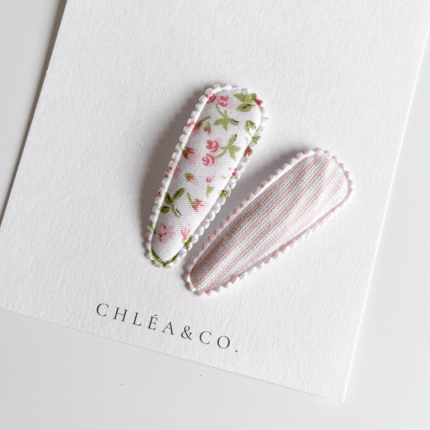 Lyla & Amelia Fabric Covered Snap Clip - Chléa & Co.