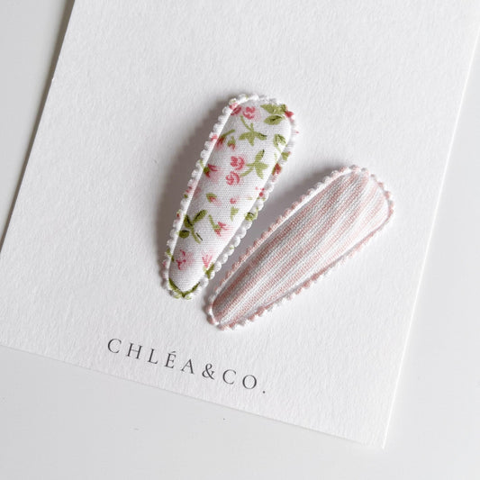 Lyla & Amelia Fabric Covered Snap Clip - Chléa & Co.