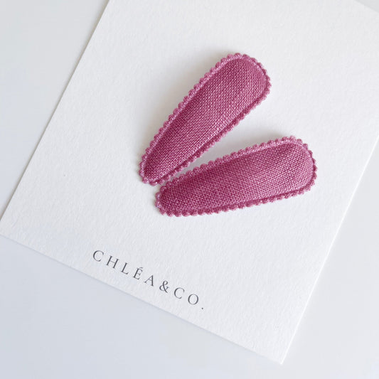 Magenta Fabric Covered Snap Clip - Chléa & Co.