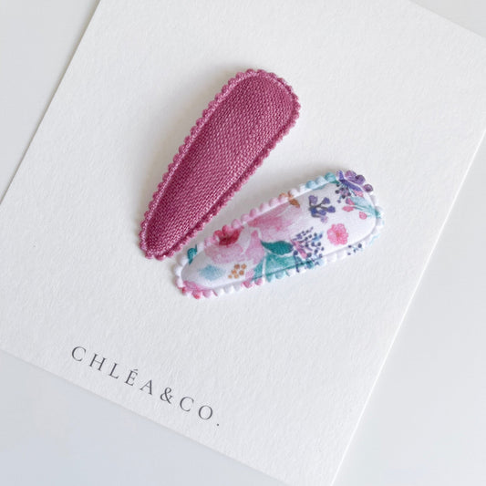 Magenta & Florentina Fabric Covered Snap Clip - Chléa & Co.