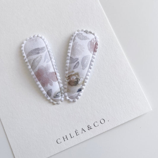 Magnolia Fabric Covered Snap Clip - Chléa & Co.