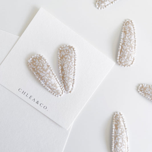 Mallory Fabric Covered Snap Clip - Chléa & Co.
