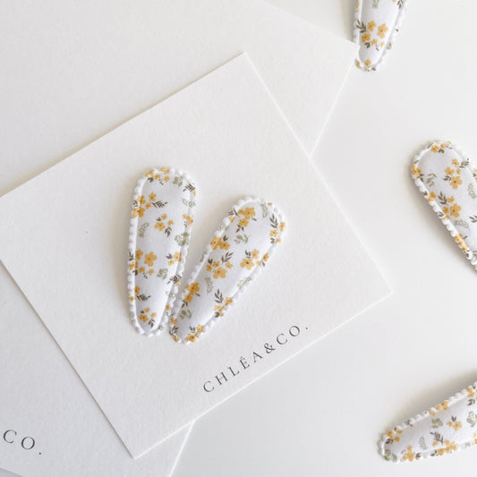 Mila Fabric Covered Snap Clip - Chléa & Co.