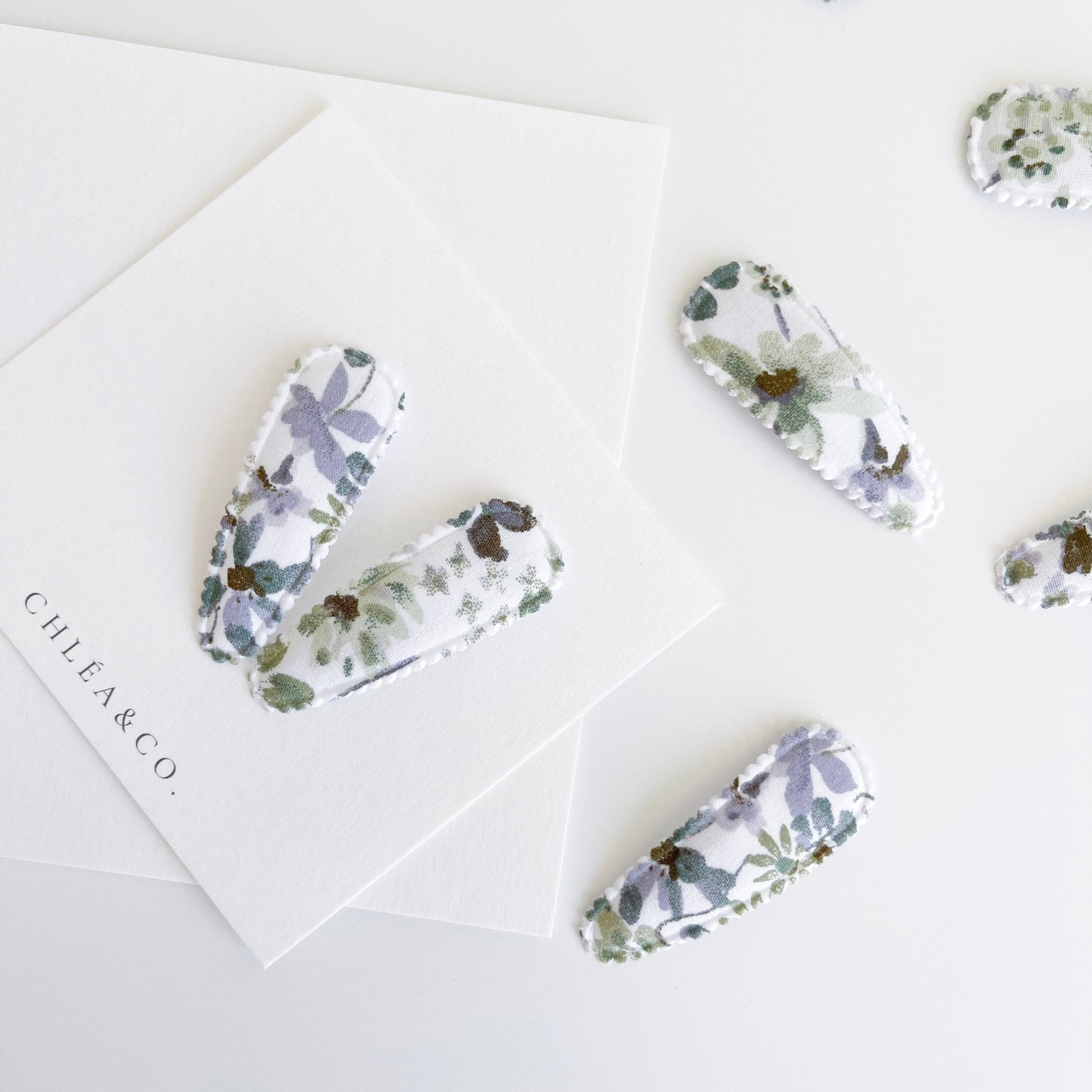Morning Iris Fabric Covered Snap Clip - Chléa & Co.