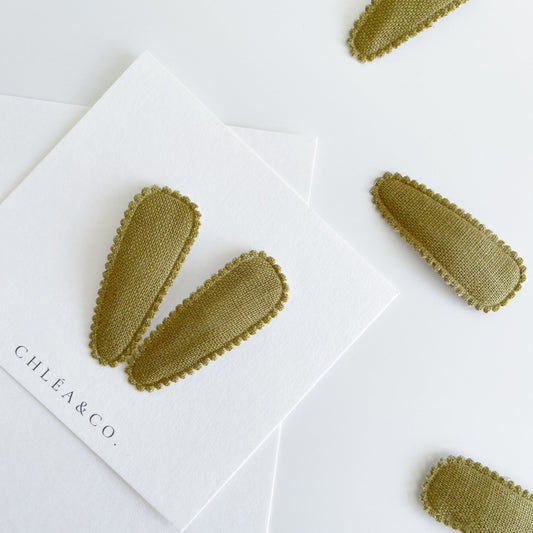 Olivia Fabric Covered Snap Clip - Chléa & Co.