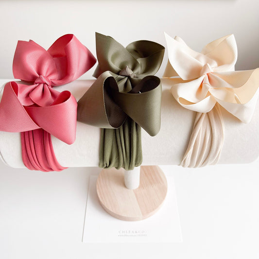 Ophelia | Set of 3 Ribbon Bow Headbands - Chléa & Co.