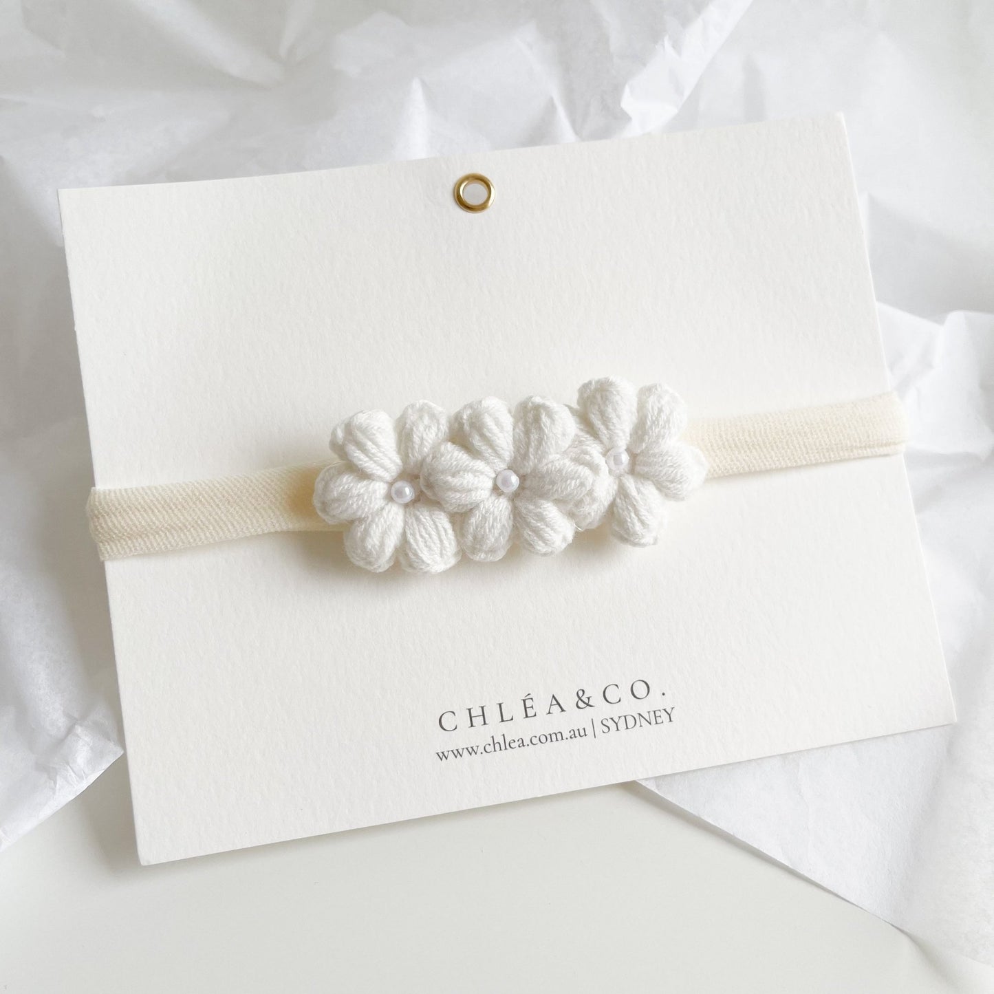 Pearl Periwinkle Crochet Headband - Chléa & Co.