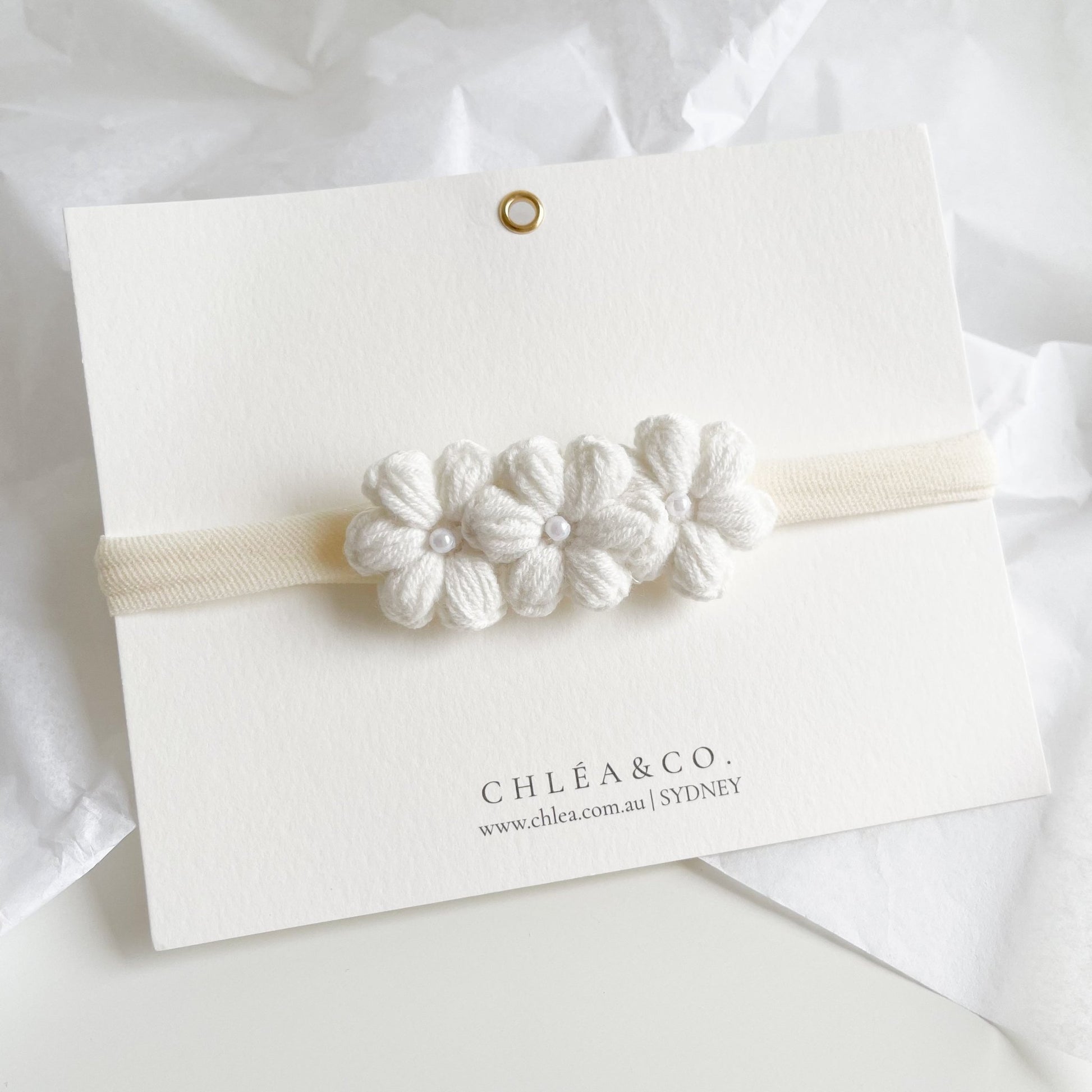 Pearl Periwinkle Crochet Headband - Chléa & Co.