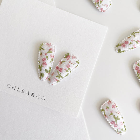 Petite Amelia Fabric Covered Snap Clip - Chléa & Co.