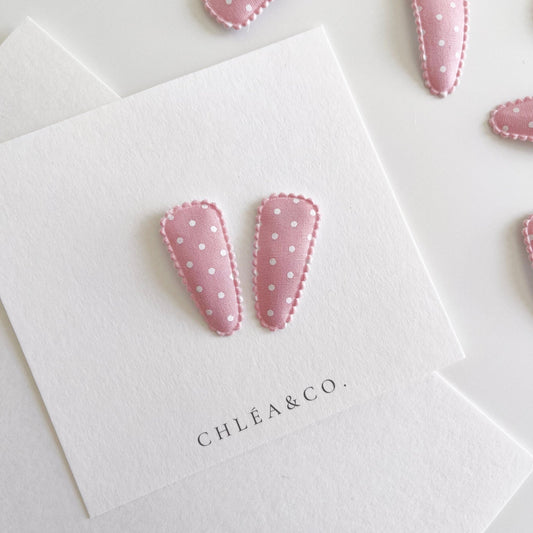 Petite Ava Pink Fabric Covered Snap Clip - Chléa & Co.