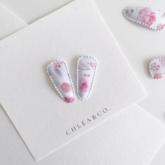 Petite Bloom Fabric Covered Snap Clip - Chléa & Co.