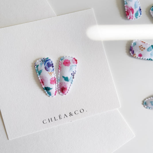 Petite Florentina Fabric Covered Snap Clip - Chléa & Co.