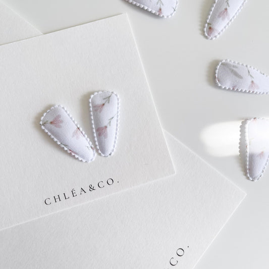 Petite Ivy Fabric Covered Snap Clip - Chléa & Co.