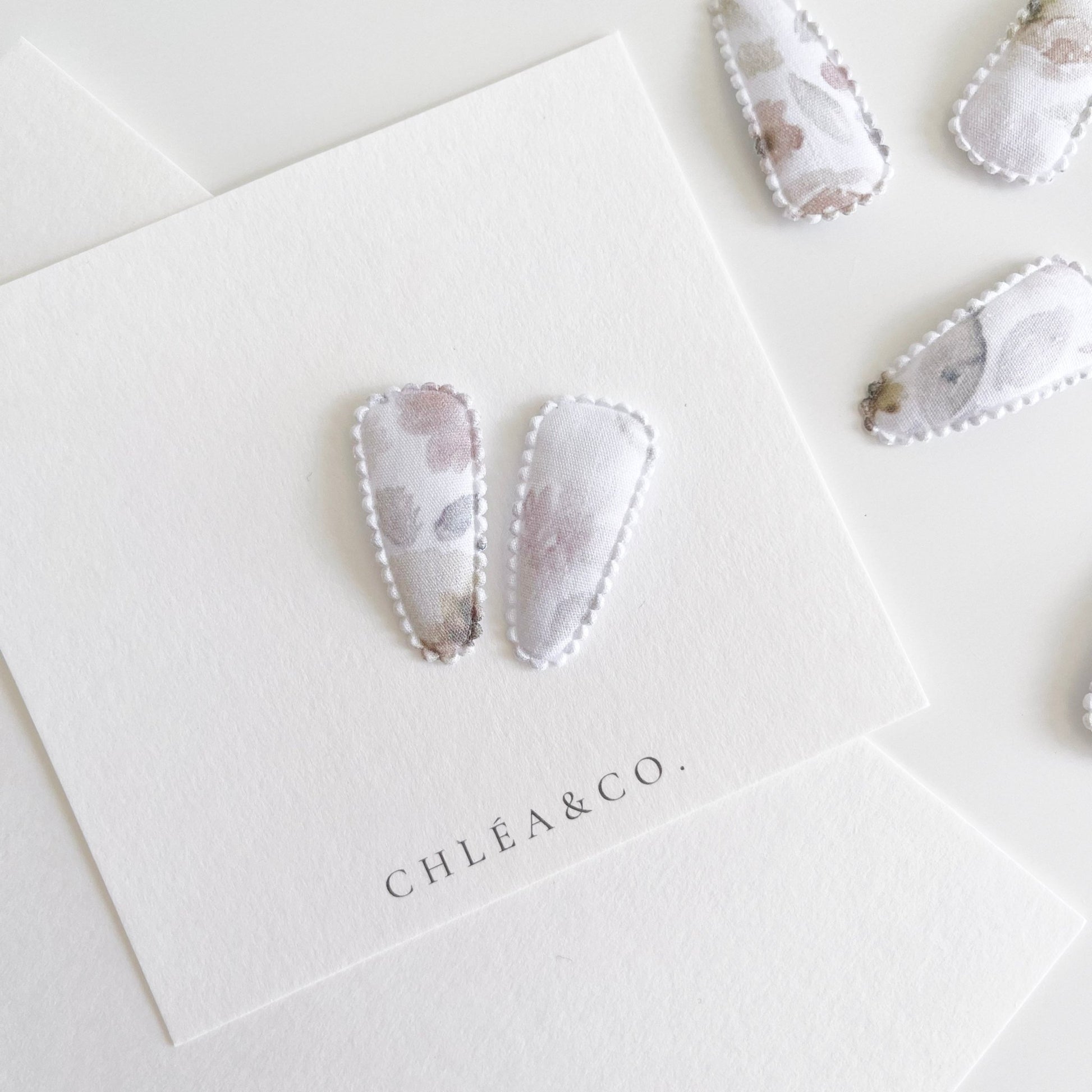 Petite Magnolia Fabric Covered Snap Clip - Chléa & Co.
