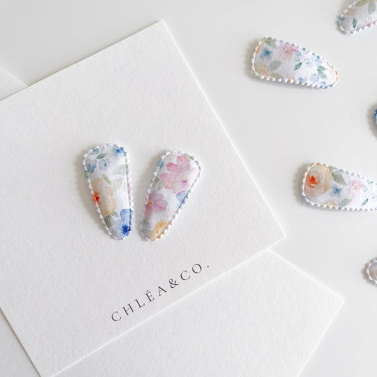Petite Rosemary Fabric Covered Snap Clip - Chléa & Co.