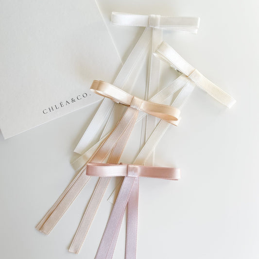 Petite Satin Long Tail Bow - Chléa & Co.