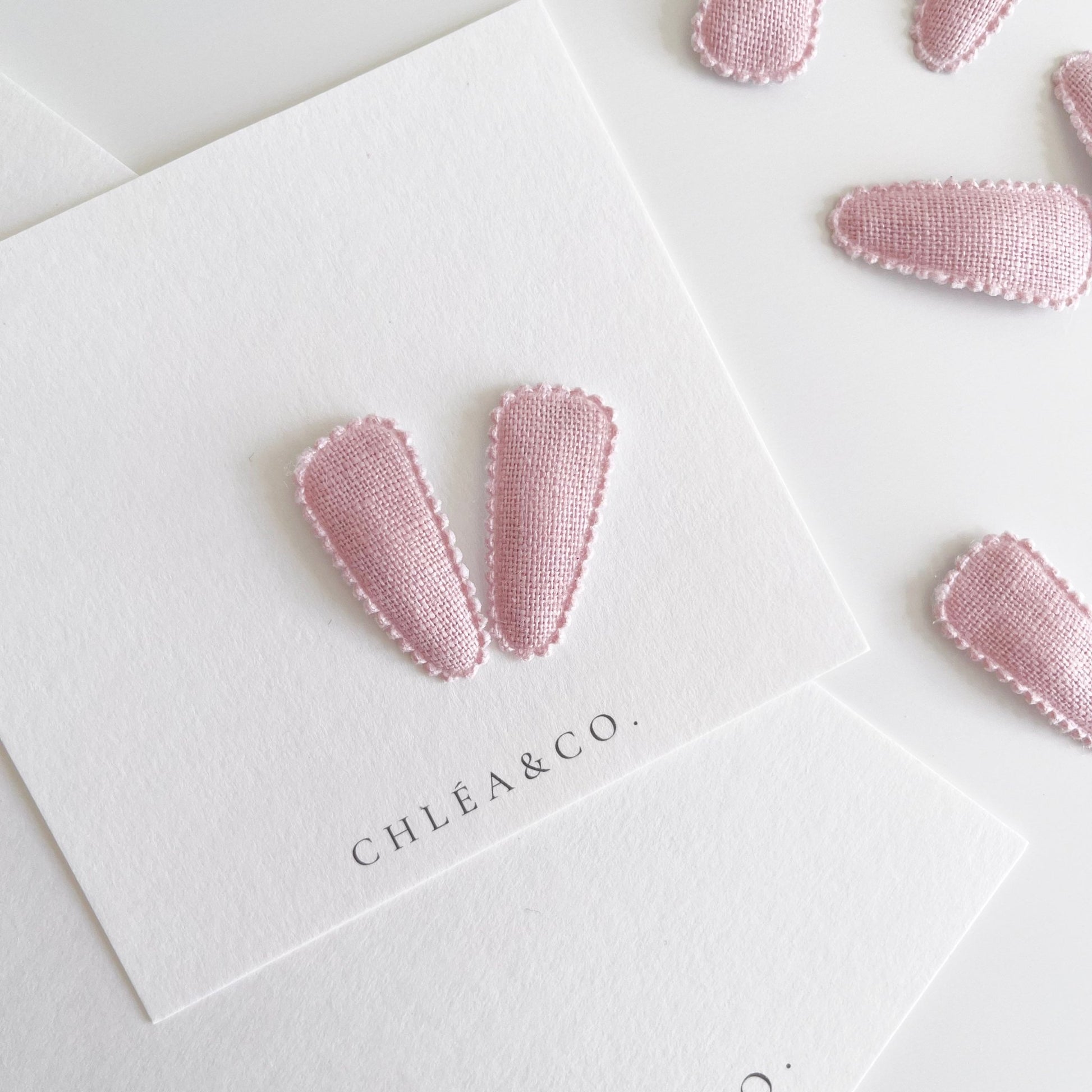 Petite Tea Rose Fabric Covered Snap Clip - Chléa & Co.