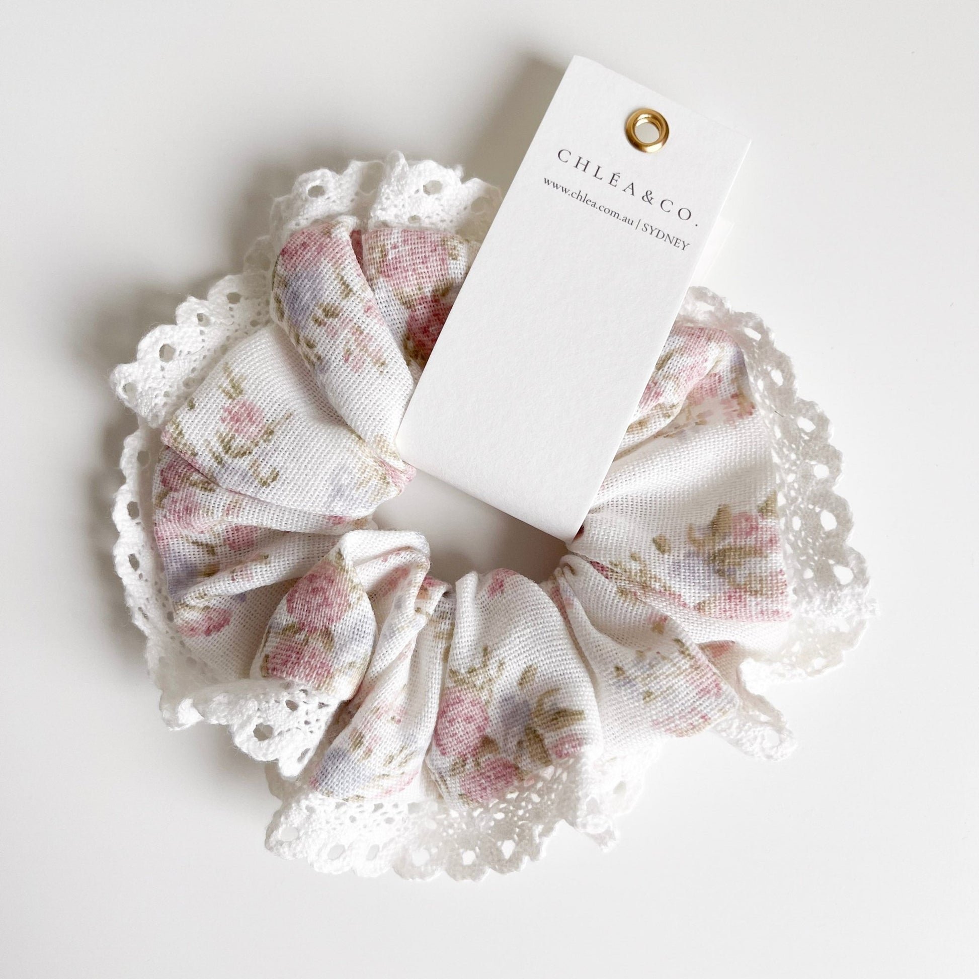 Pink Cottage Floral Scrunchies - Chléa & Co.