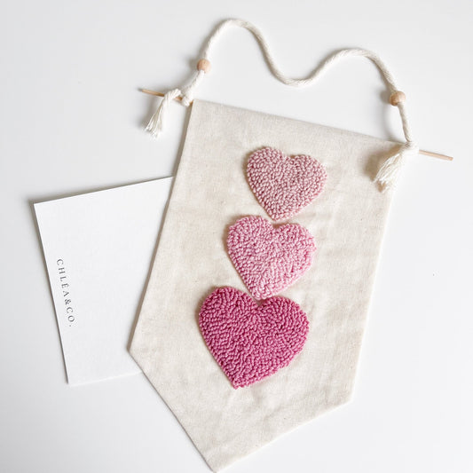 Pretty Pink Heart Canvas Pennant Flag - Chléa & Co.