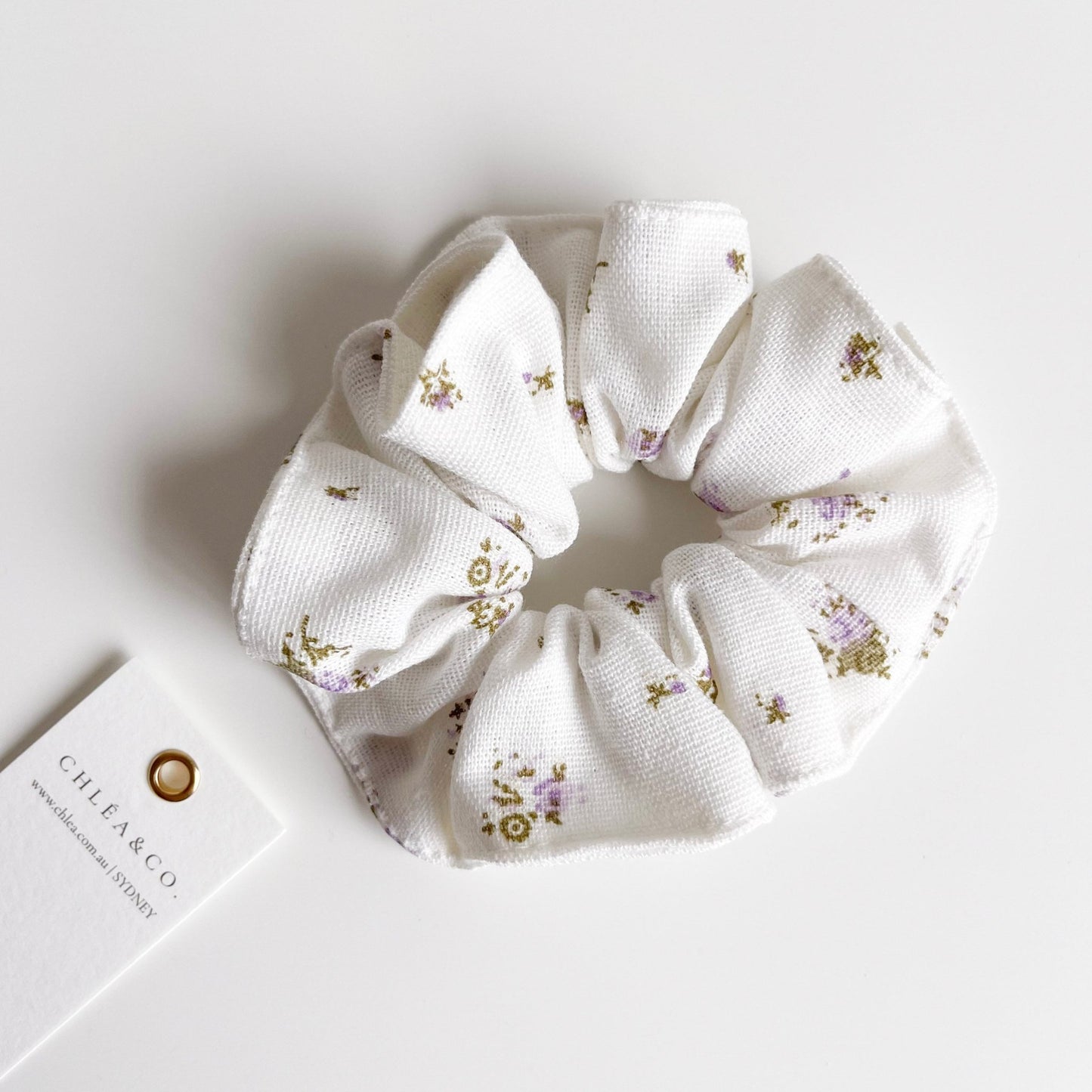 Purple Ditsy Floral Scrunchies - Chléa & Co.
