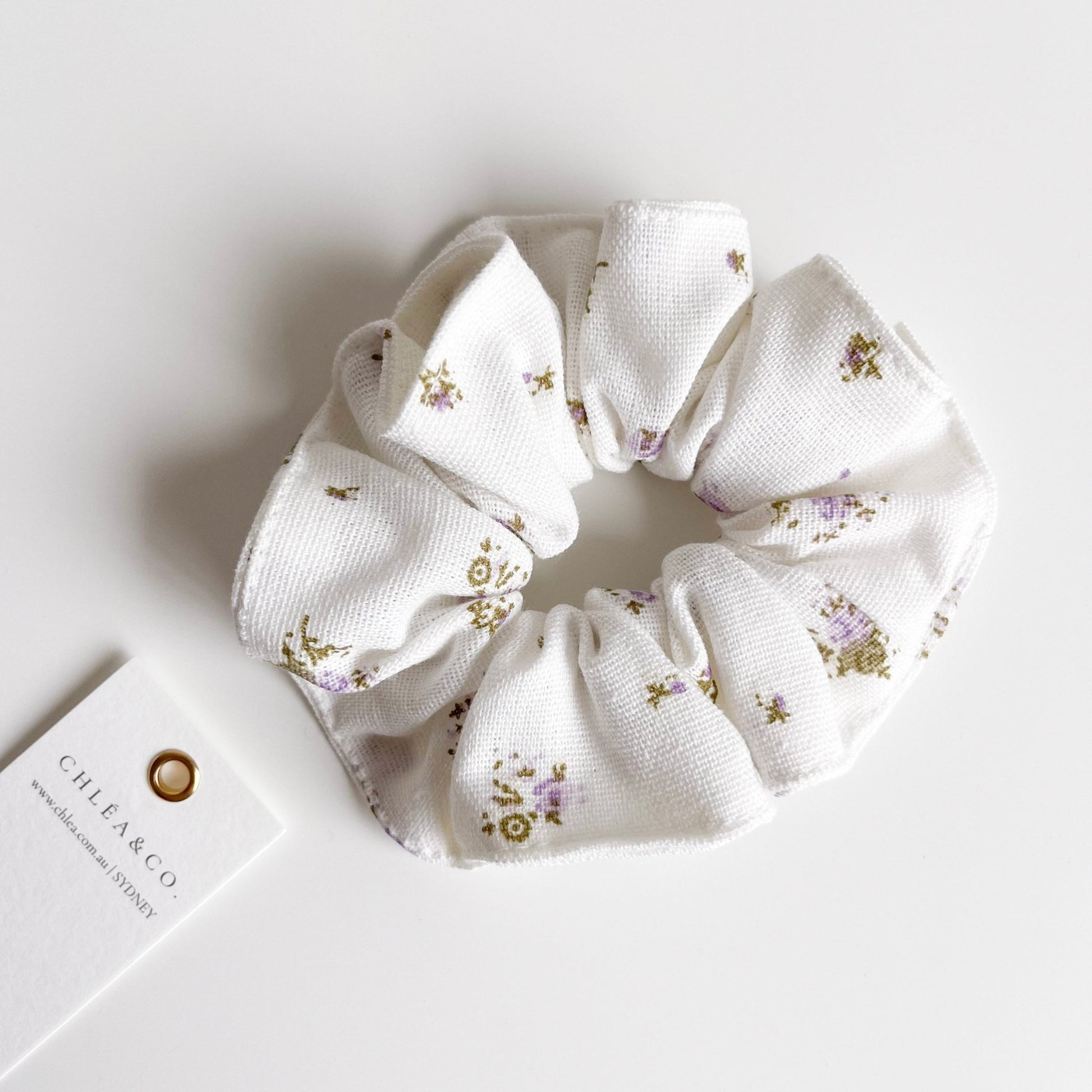 Purple Ditsy Floral Scrunchies - Chléa & Co.