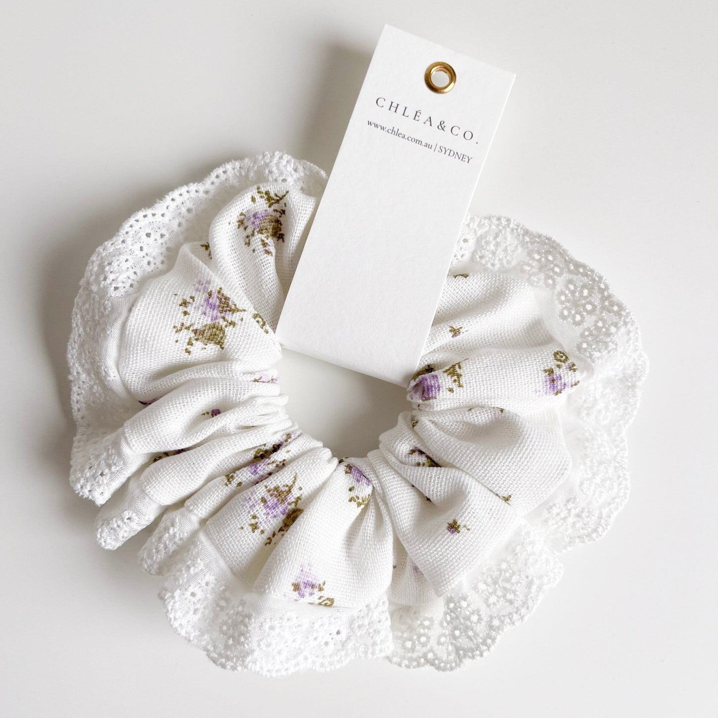 Purple Ditsy Floral Scrunchies - Chléa & Co.