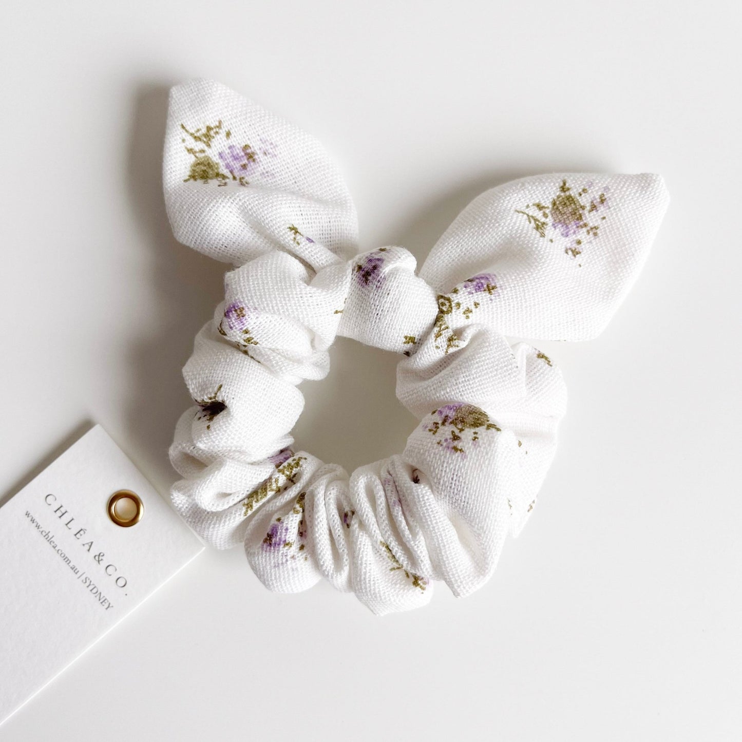 Purple Ditsy Floral Scrunchies - Chléa & Co.