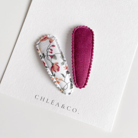 Rosalia & Scarlett Fabric Covered Snap Clip - Chléa & Co.