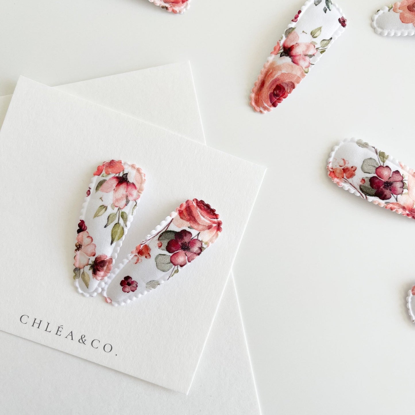 Roseberry Fabric Covered Snap Clip - Chléa & Co.