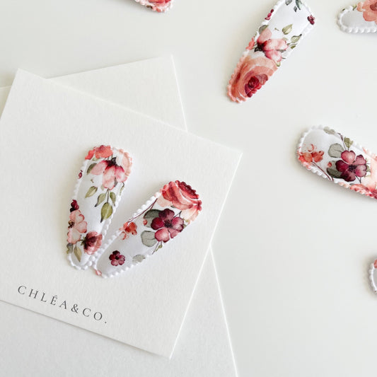 Roseberry Fabric Covered Snap Clip - Chléa & Co.