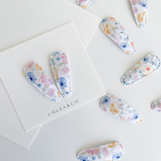 Rosemary Fabric Covered Snap Clip - Chléa & Co.