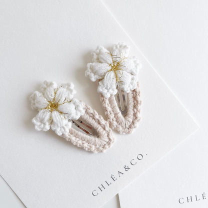 Set of 2 Clips Crochet Snowflake - Chléa & Co.