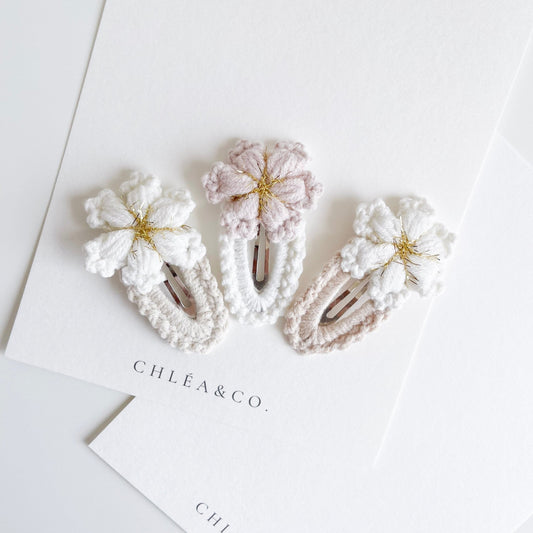 Set of 2 Clips Crochet Snowflake - Chléa & Co.