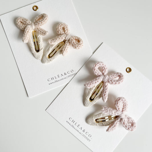 Set of 2 Crochet Ballerina Bow Clips - Chléa & Co.