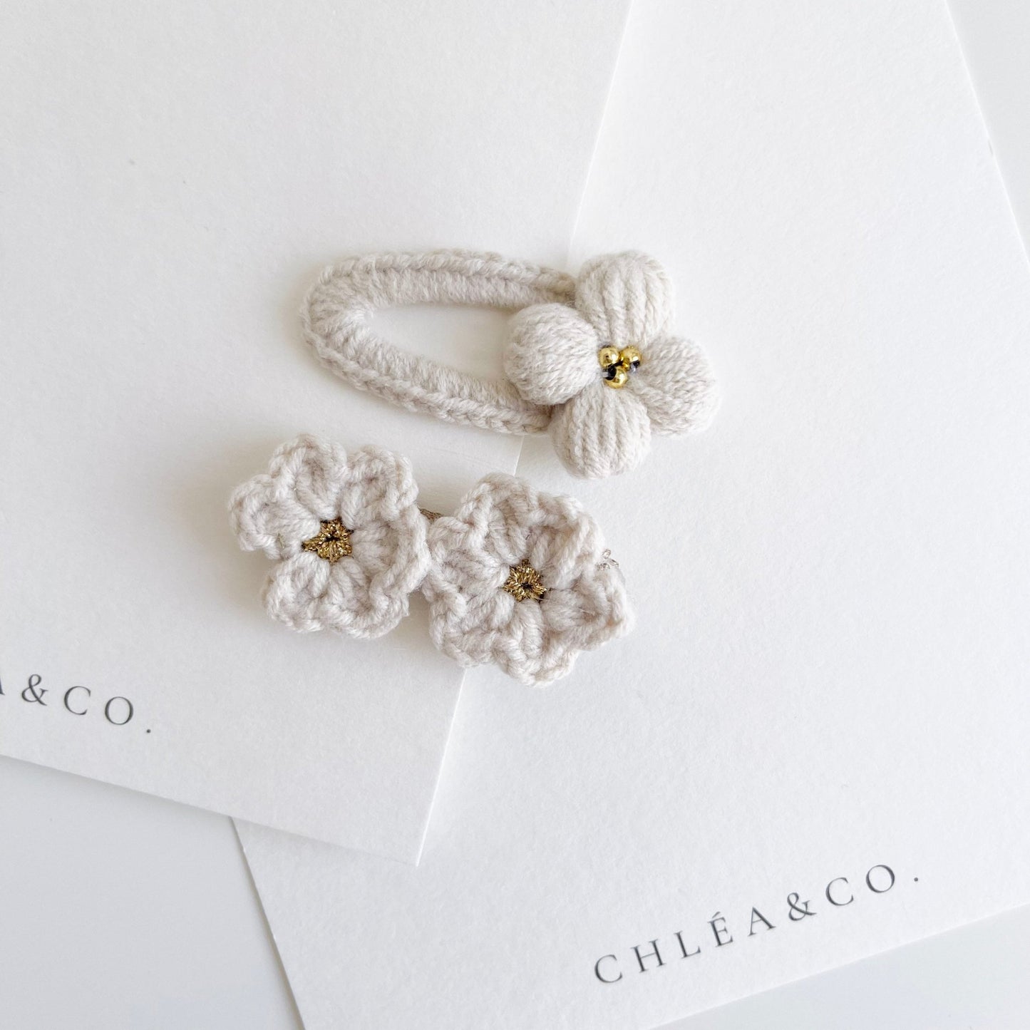 Set of 2 Crochet Clips Vanilla Dream - Chléa & Co.