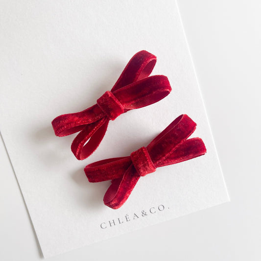 Set of 2 Velvet Bow Clips - Chléa & Co.