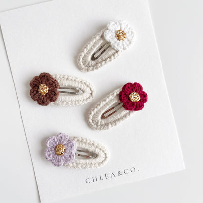 Set of 2 Vintage Cherry Blossom Crochet Clip - Chléa & Co.