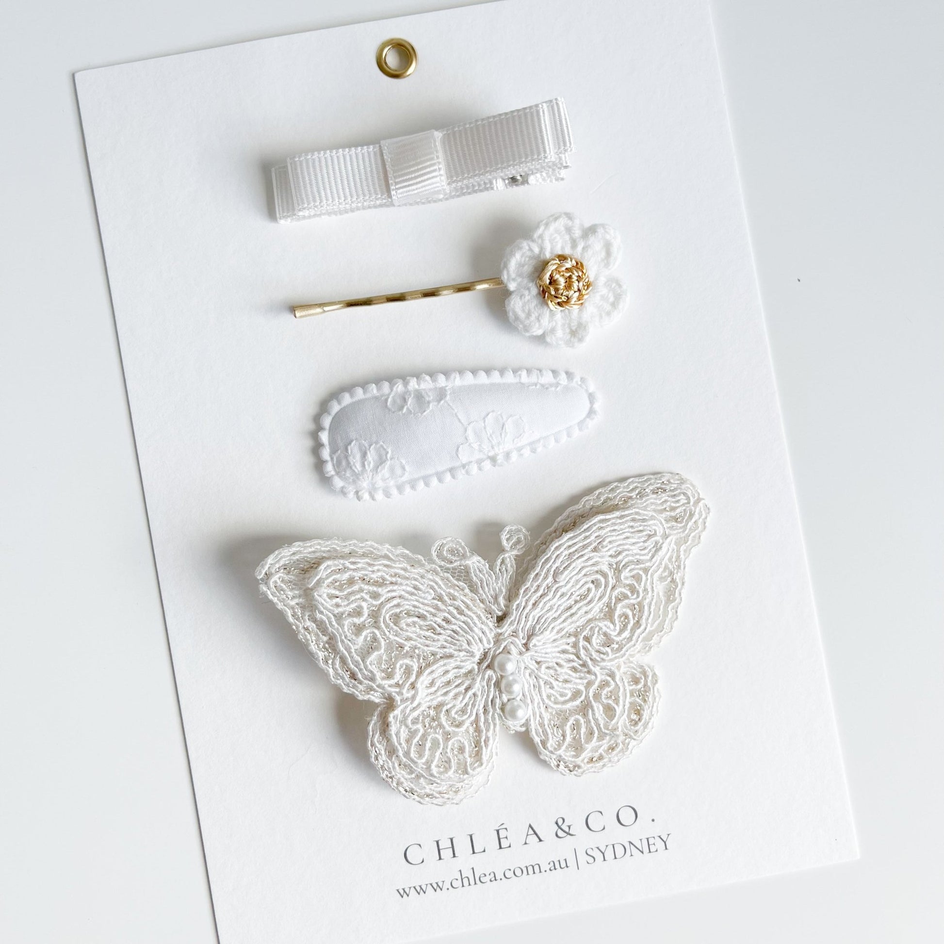 Set of 4 Flower Butterfly Hair Clip Set - Chléa & Co.