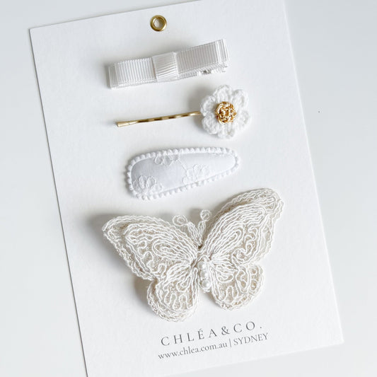 Set of 4 Flower Butterfly Hair Clip Set - Chléa & Co.