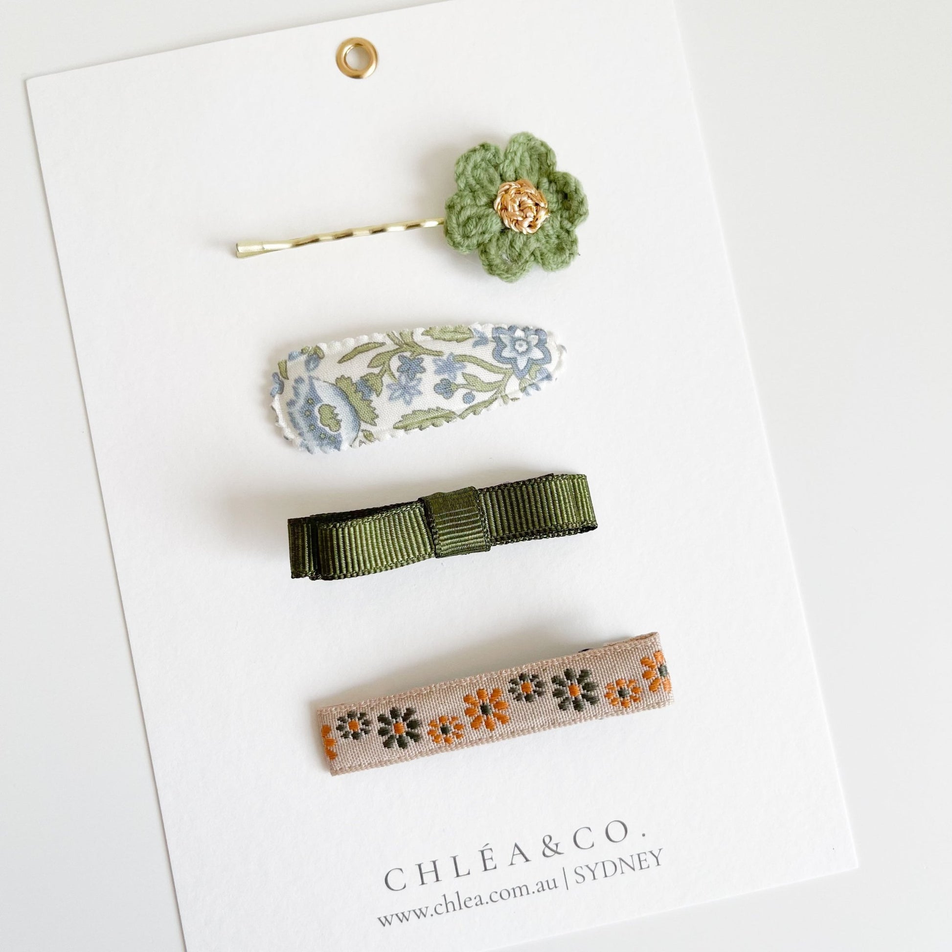 Set of 4 Forest Green Hair Clip Set - Chléa & Co.