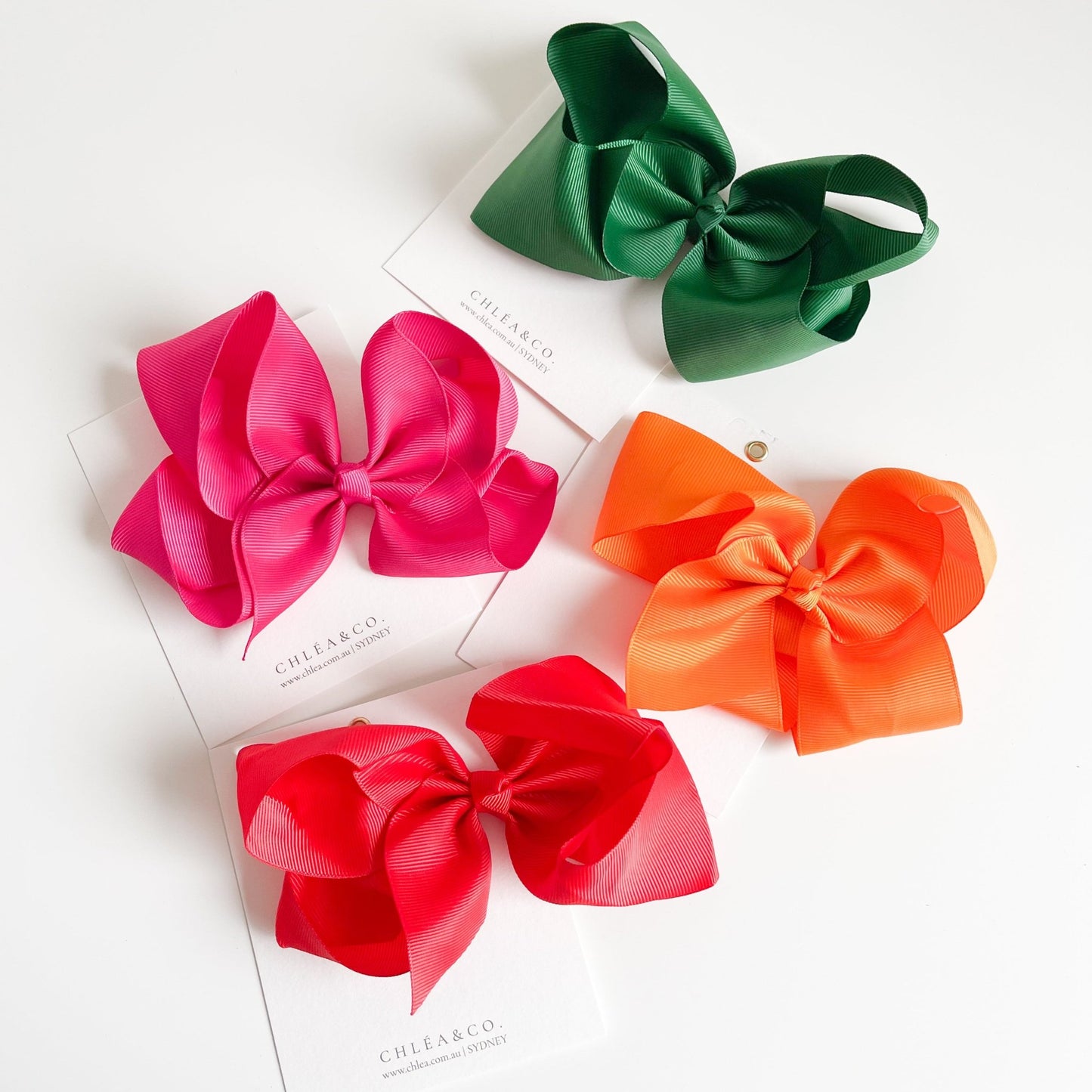 Set of 4 XL Ribbon Bow Clips | Rainbow - Chléa & Co.