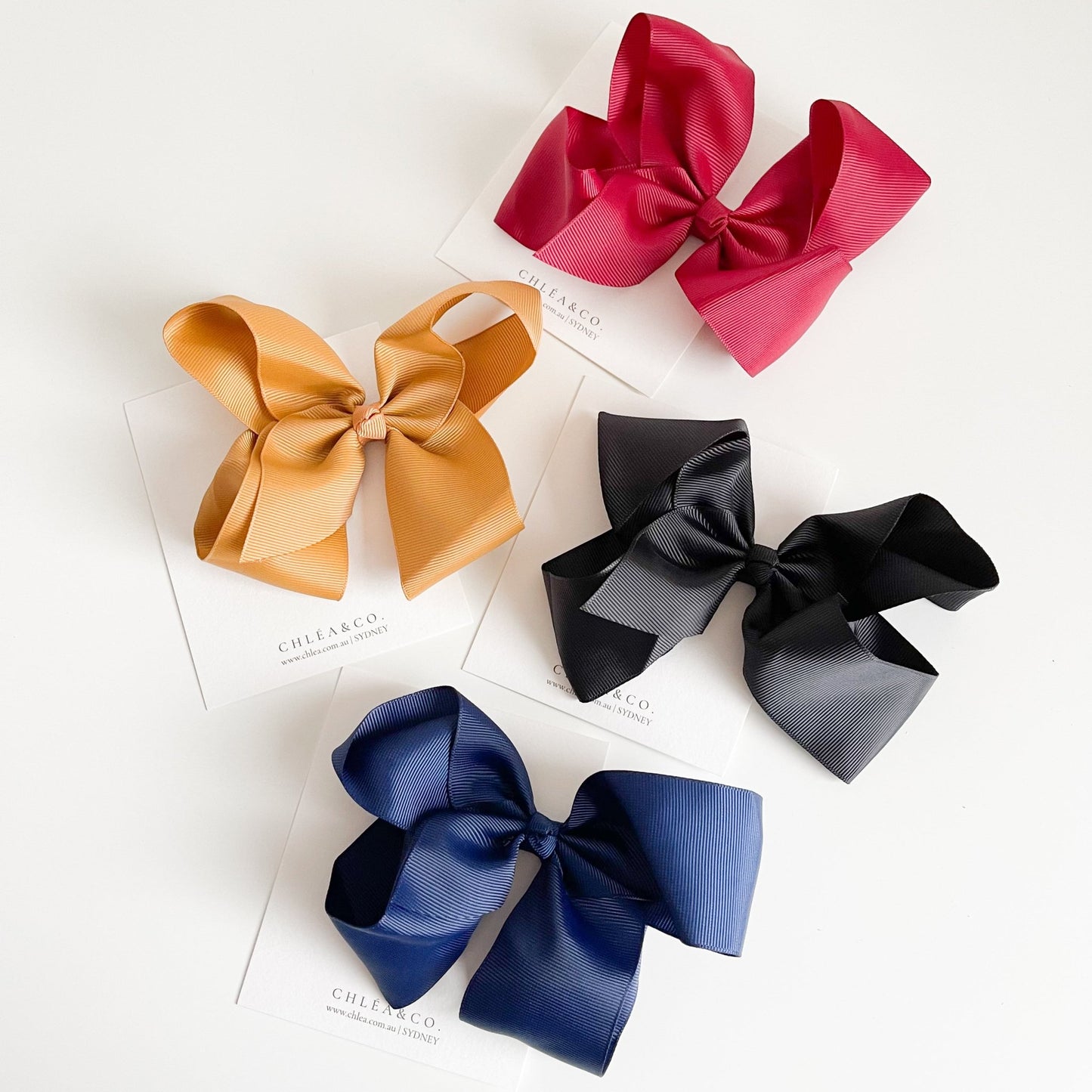 Set of 4 XL Ribbon Bow Clips | School Girl - Chléa & Co.