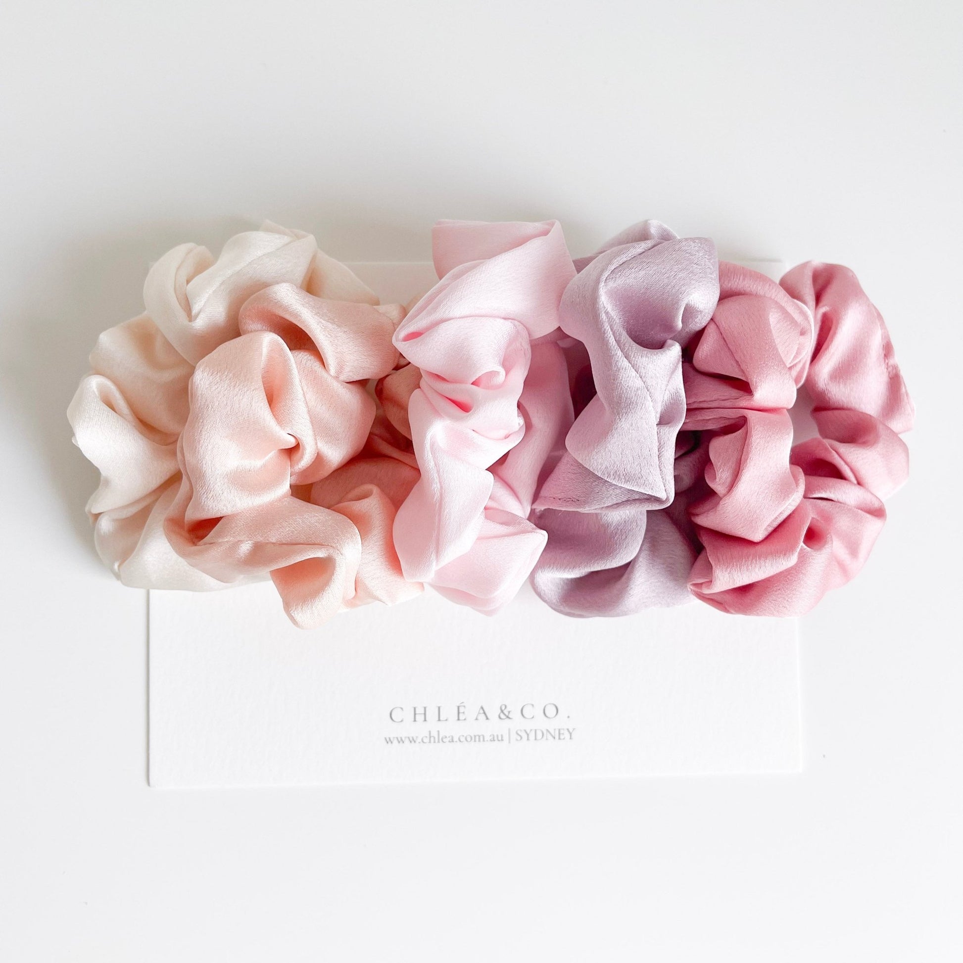 Set of 5 Mini Satin Scrunchies | Bubblegum - Chléa & Co.