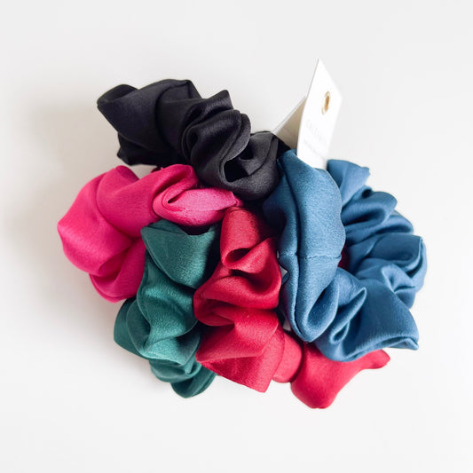 Set of 5 Mini Satin Scrunchies | Midnight Bloom - Chléa & Co.